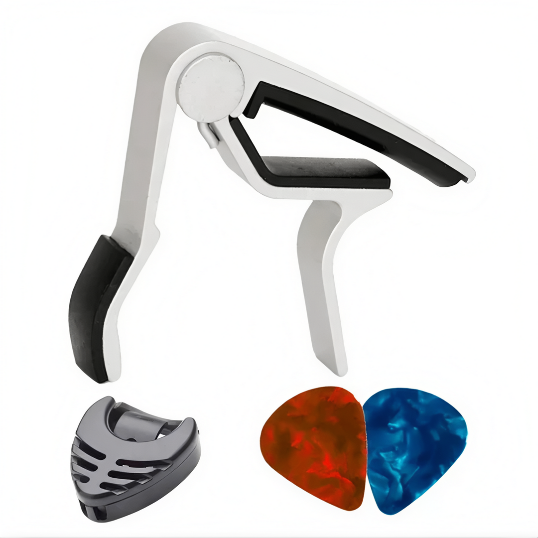 Kit Violão Capotraste + encordoador + porta Palhetas + 4 palhetas