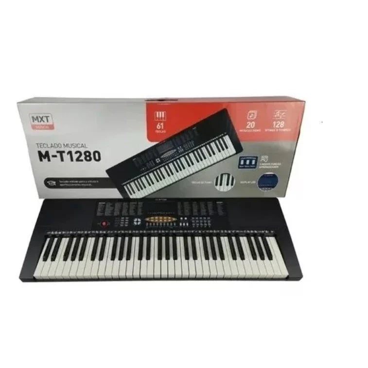 Teclado Musical Profissional para Estudantes – 61 Teclas, 128 Ritmos e Muito Mais!