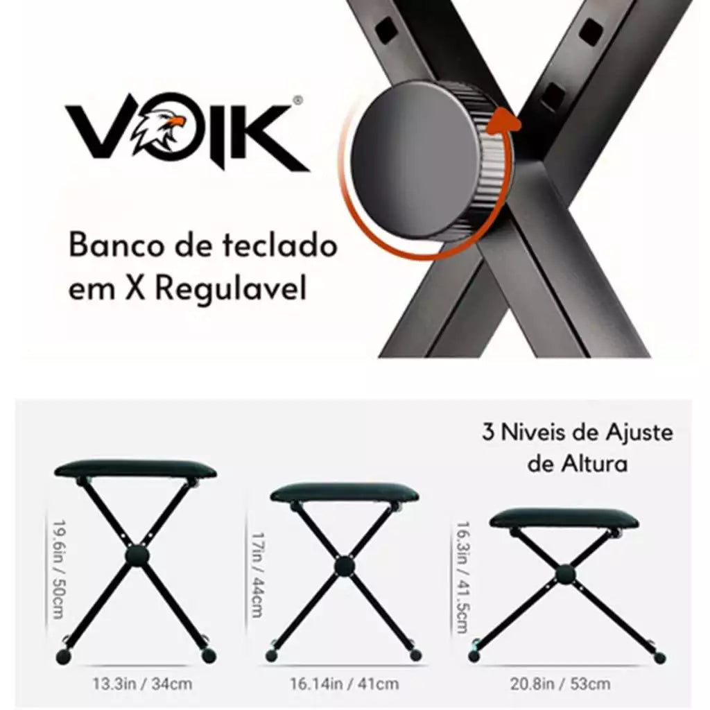 Liberte seu Talento com o Kit Teclado Midi Voik VTM-5000 - Com Suporte e Banco!
